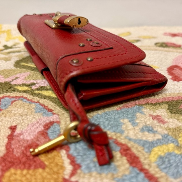 CHLOE Y2K Vintage Paddington Red Leather Bi-Fold Long Wallet W/ Added Crossbody - Picture 9 of 16